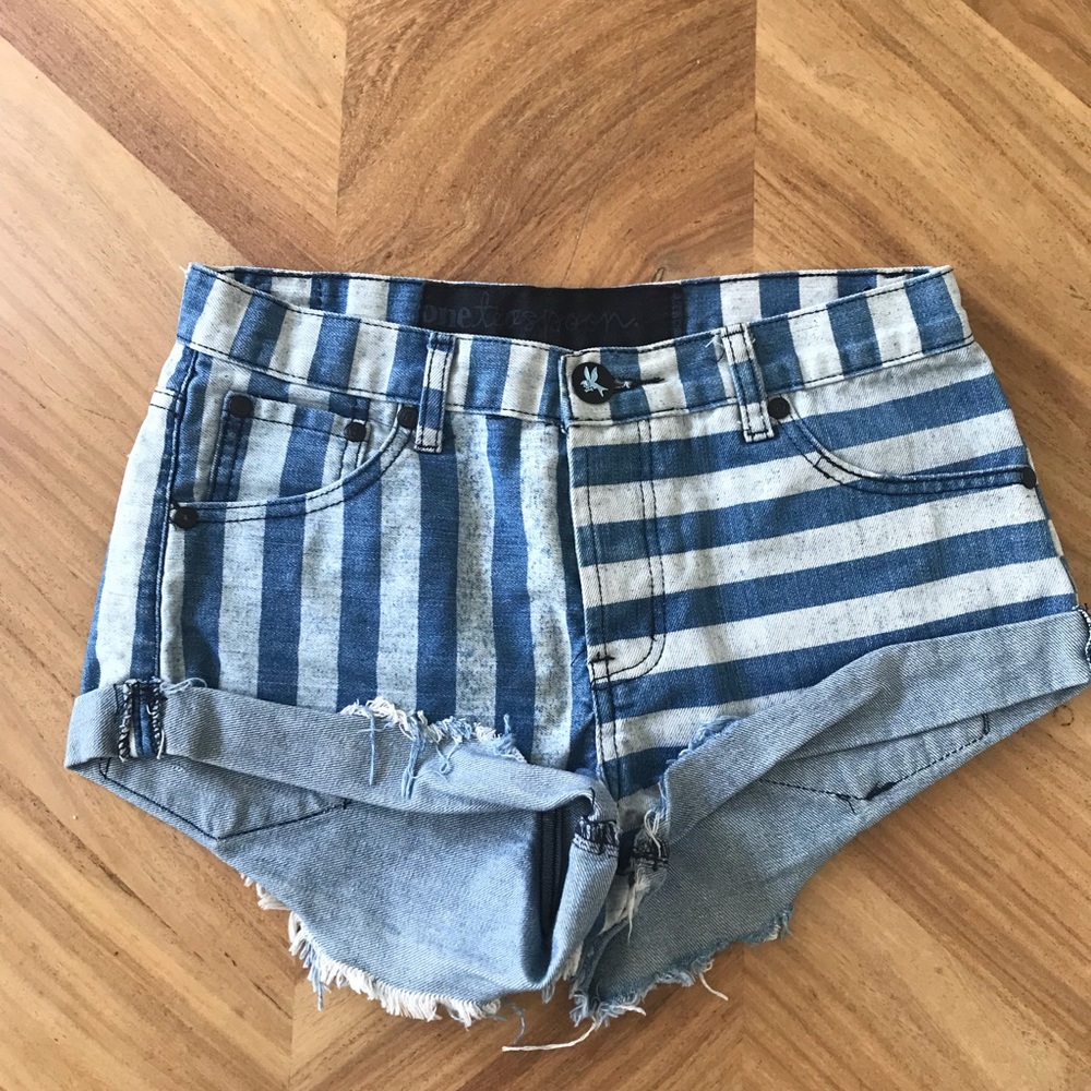 One Teaspoon Stripe Denim Short